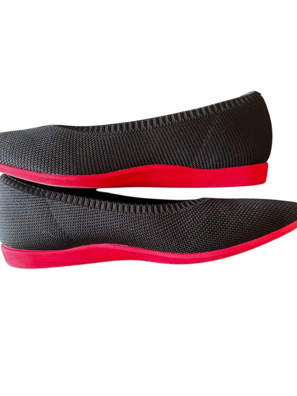VIVAIA - Black Pointed Toe Knit Ballet Flats Red Sole Sz 35.5/5.5
